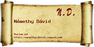 Némethy Dávid névjegykártya